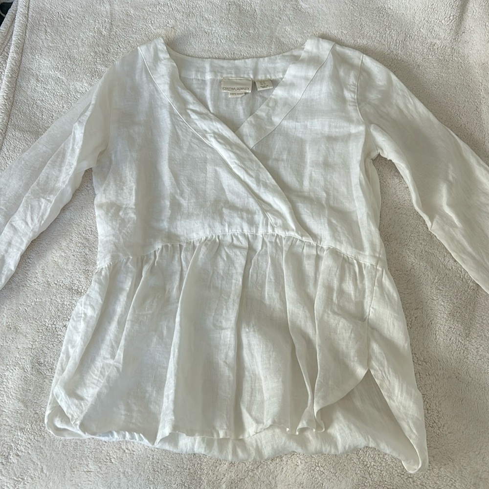 100% Linen White Blouse